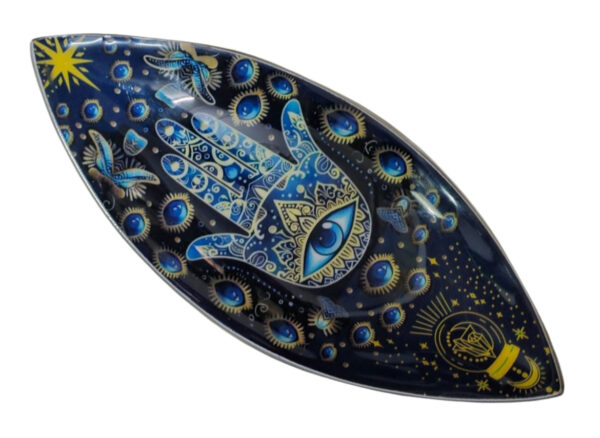Podstawka pod Kadzidełka "Niebieska Hamsa" (Aluminium)