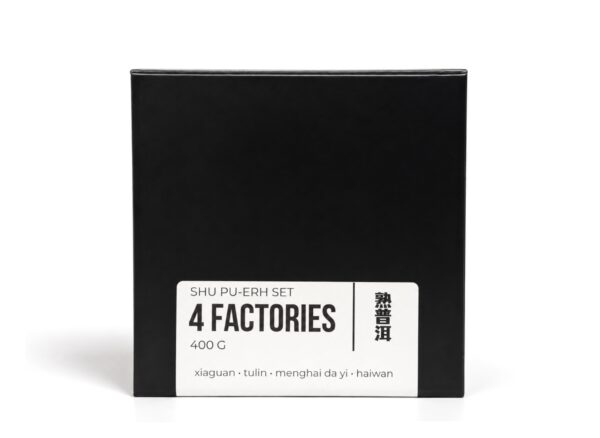 Zestaw Shu Pu-erhów „4 FACTORIES” – czarne pudełko prezentowe 400 g