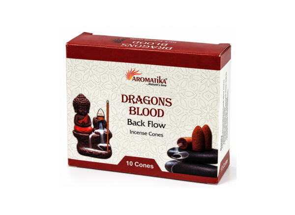 Kadzidełka Stożkowe Backflow Dragons Blood – opakowanie Aromatika z 10 kadzidełkami Smocza Krew